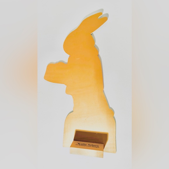 Bethany Lowe White Rabbit in Red Coat w/ Easter Basket Wooden Display Figure - Picture 6 of 6